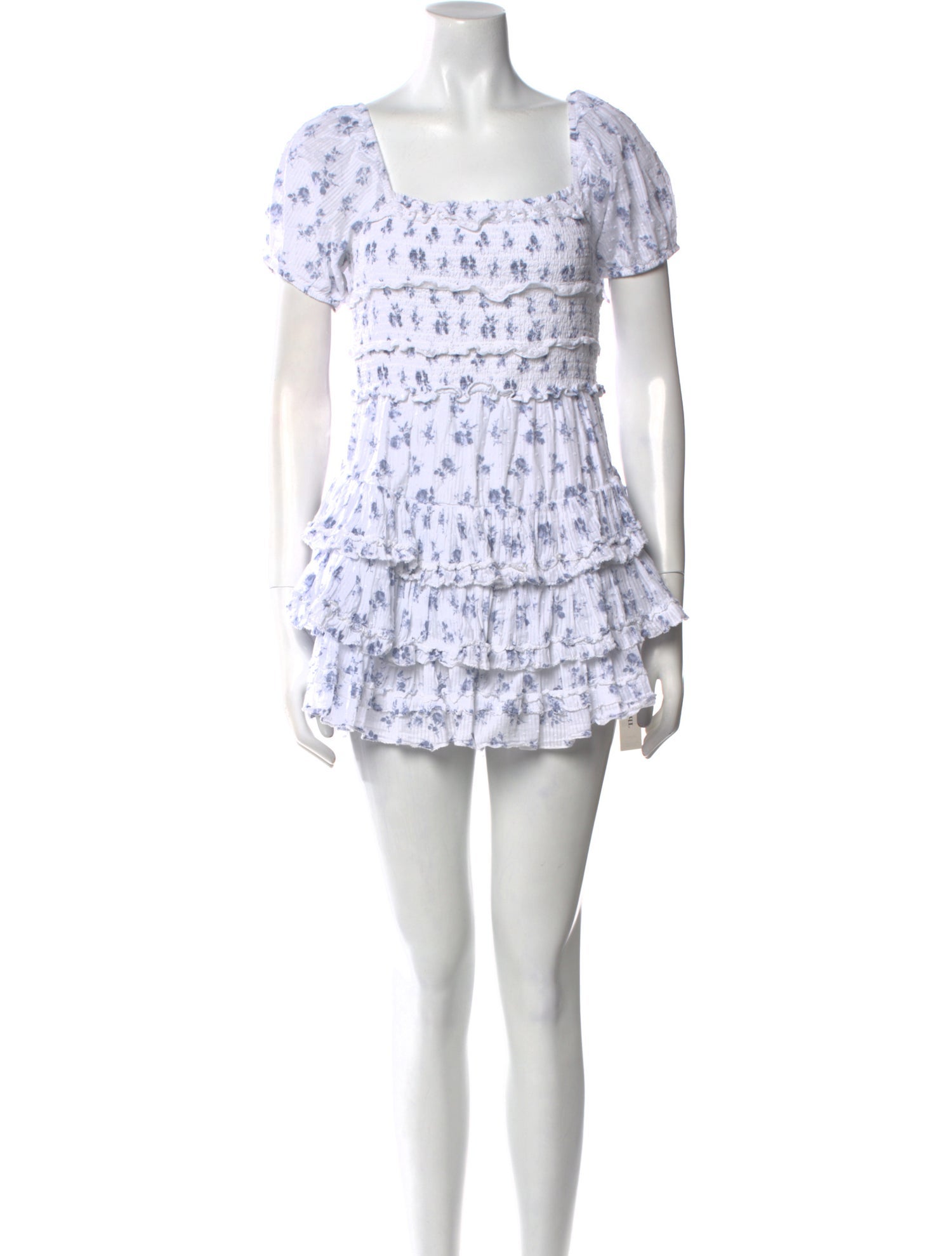 LoveShackFancy Floral Print Mini Dress