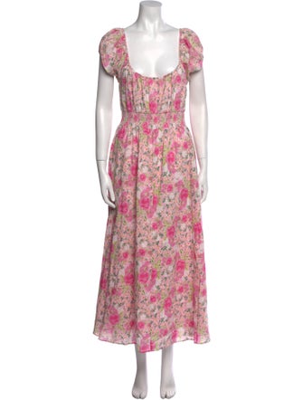 LoveShackFancy Floral Print Long Dress
