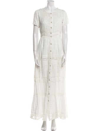 LoveShackFancy Crew Neck Long Dress