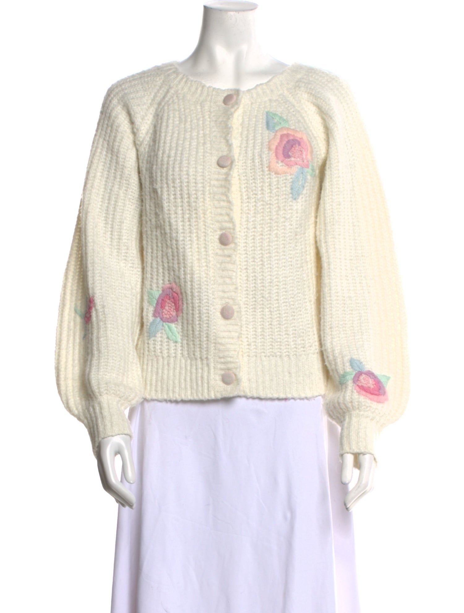 LoveShackFancy Floral Print Crew Neck Sweater