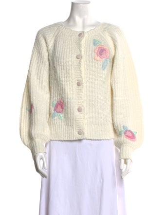 LoveShackFancy Floral Print Crew Neck Sweater