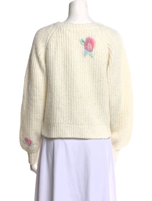 LoveShackFancy Floral Print Crew Neck Sweater
