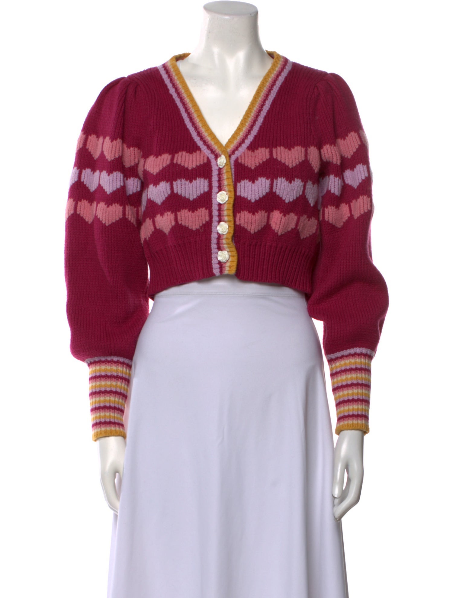 LoveShackFancy Patterned V-Neck Sweater