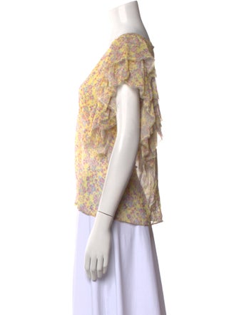 LoveShackFancy Floral Print V-Neck Blouse