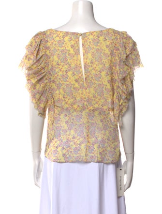 LoveShackFancy Floral Print V-Neck Blouse