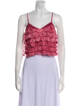LoveShackFancy V-Neck Sleeveless Crop Top