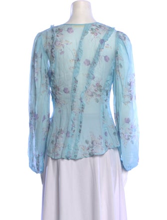 LoveShackFancy Floral Print Scoop Neck Top