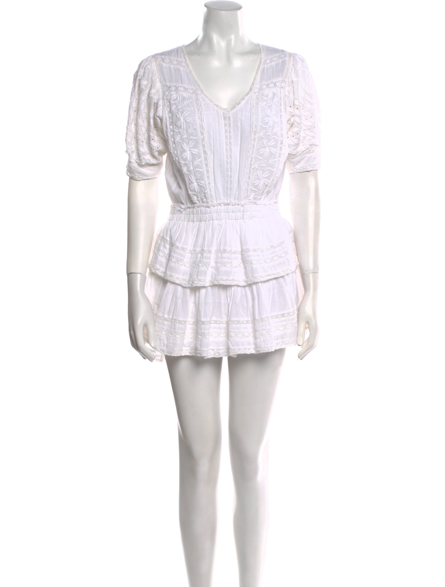 LoveShackFancy V-Neck Mini Dress