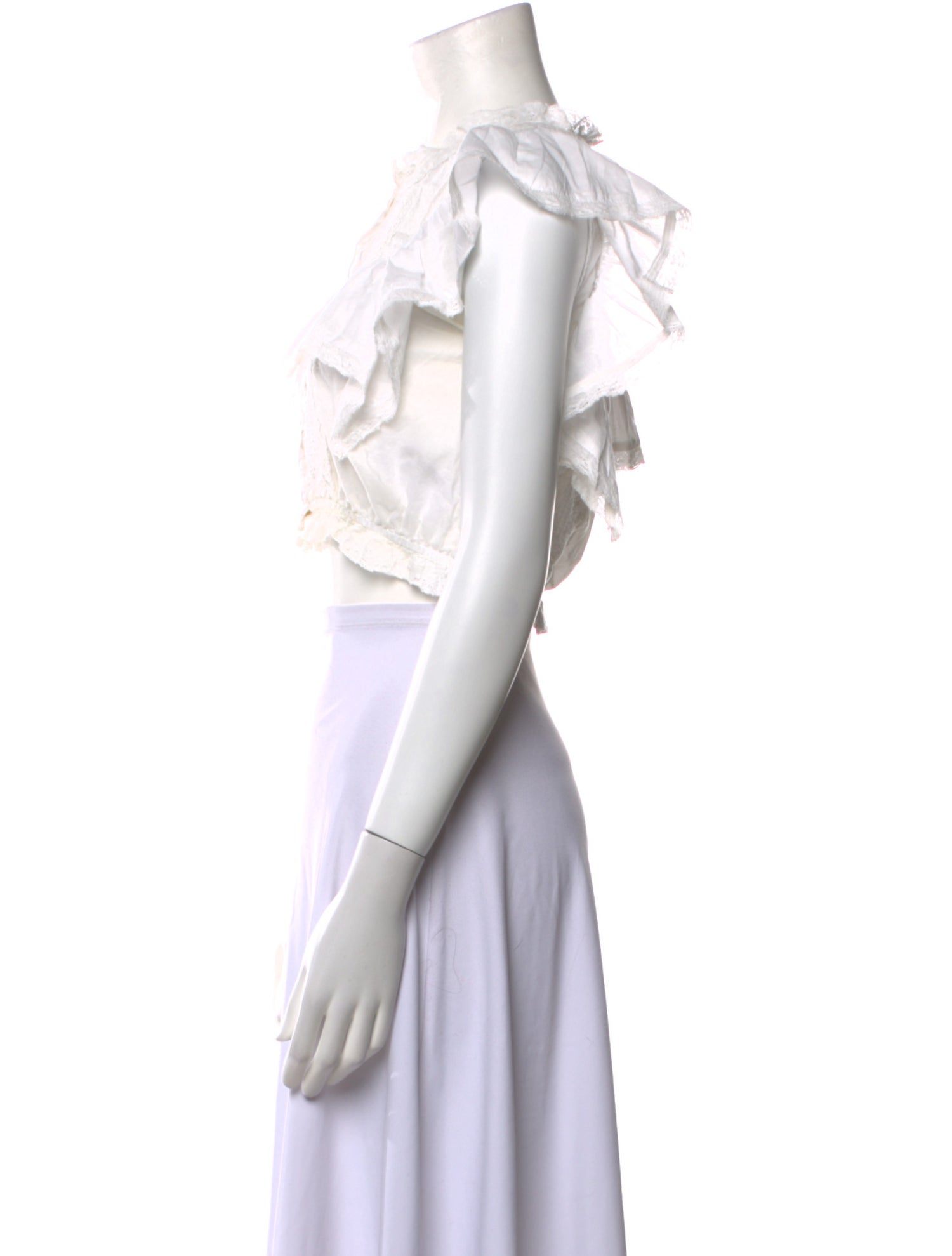 LoveShackFancy Crew Neck Short Sleeve Crop Top