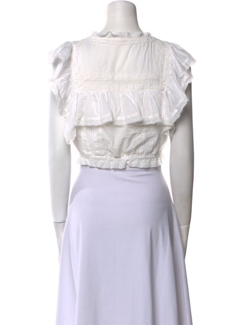 LoveShackFancy Crew Neck Short Sleeve Crop Top