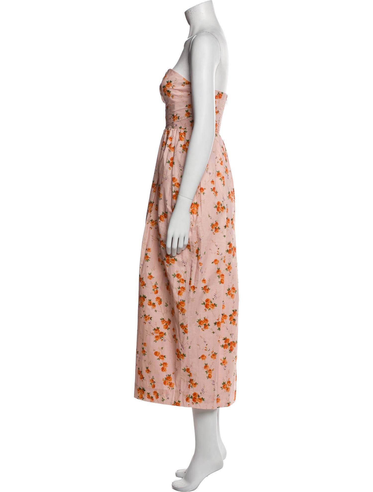 LoveShackFancy Floral Print Midi Length Dress