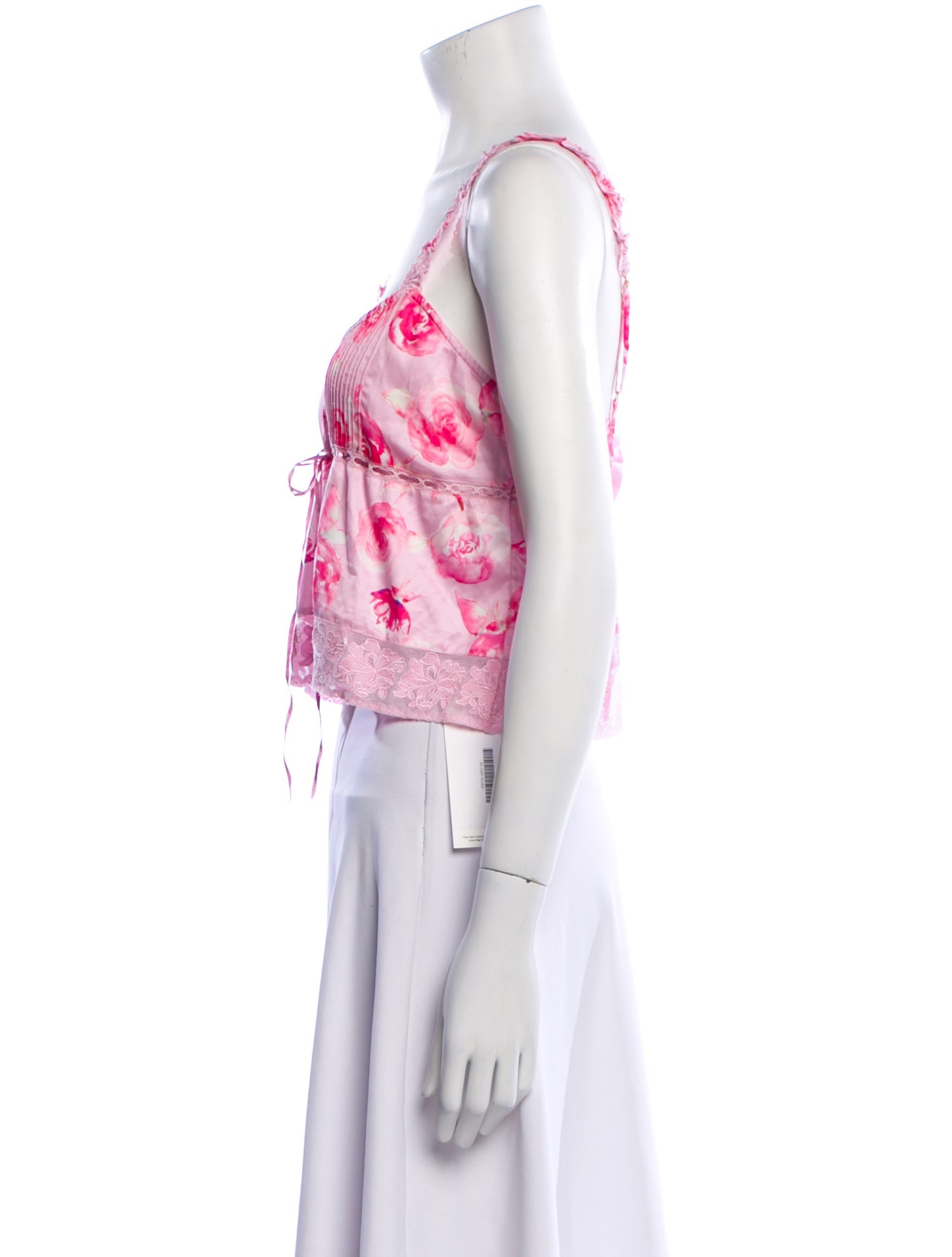 LoveShackFancy Floral Print Scoop Neck Crop Top