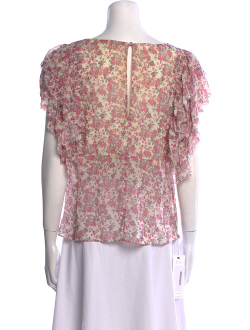 LoveShackFancy Floral Print V-Neck Blouse