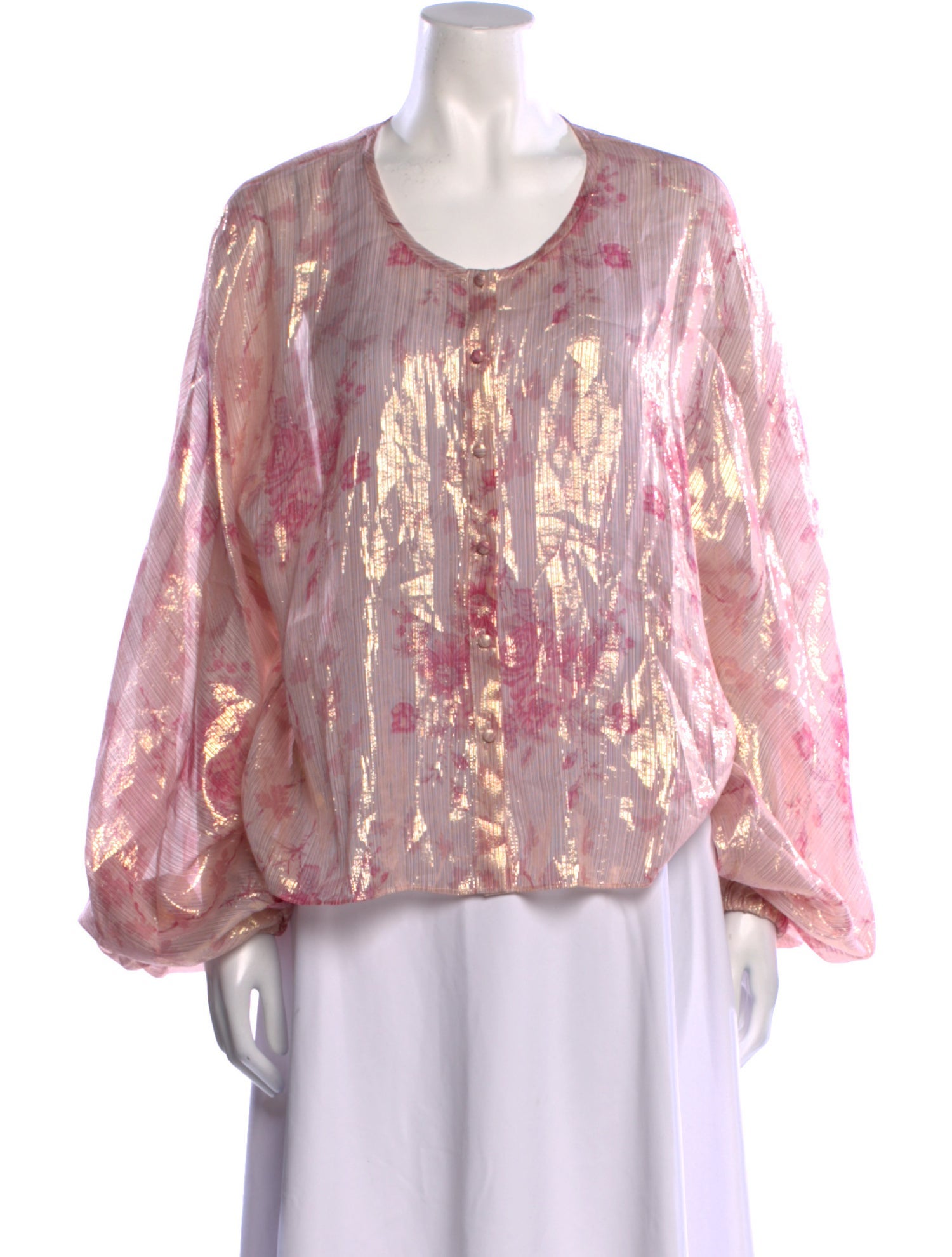 LoveShackFancy Floral Print Scoop Neck Blouse