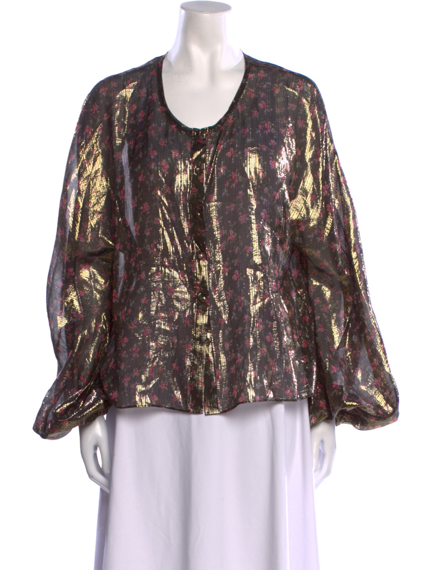 LoveShackFancy Printed Scoop Neck Blouse