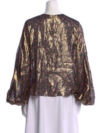 LoveShackFancy Printed Scoop Neck Blouse