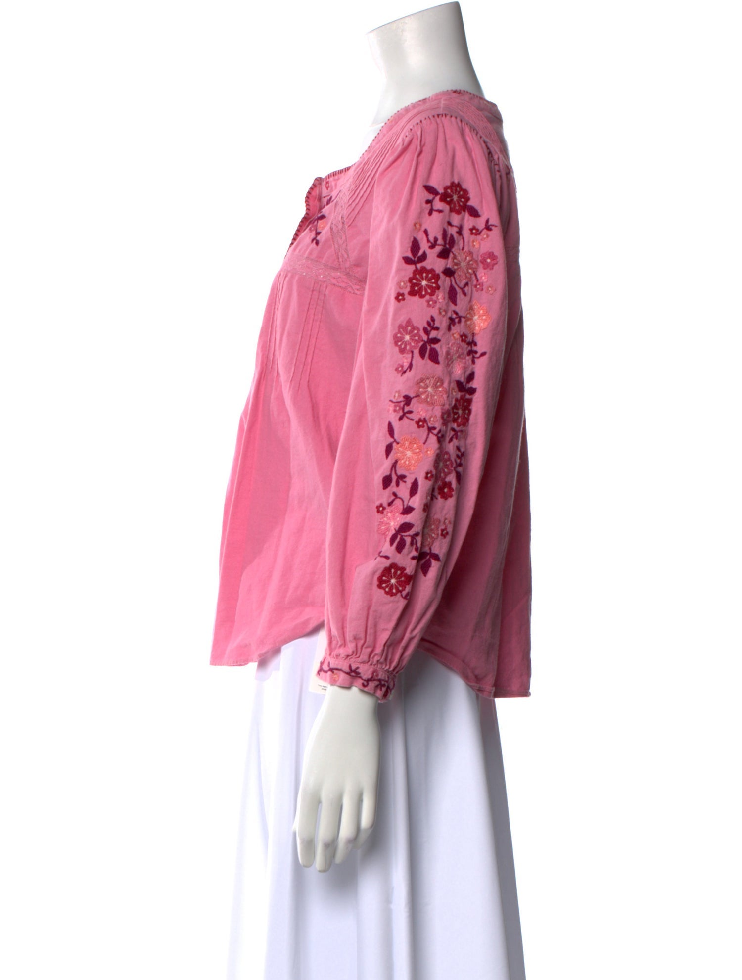 LoveShackFancy Square Neckline Three-Quarter Sleeve Blouse