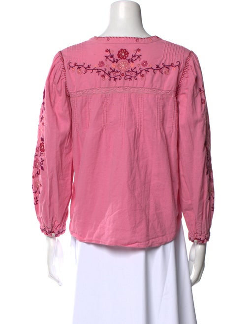 LoveShackFancy Square Neckline Three-Quarter Sleeve Blouse