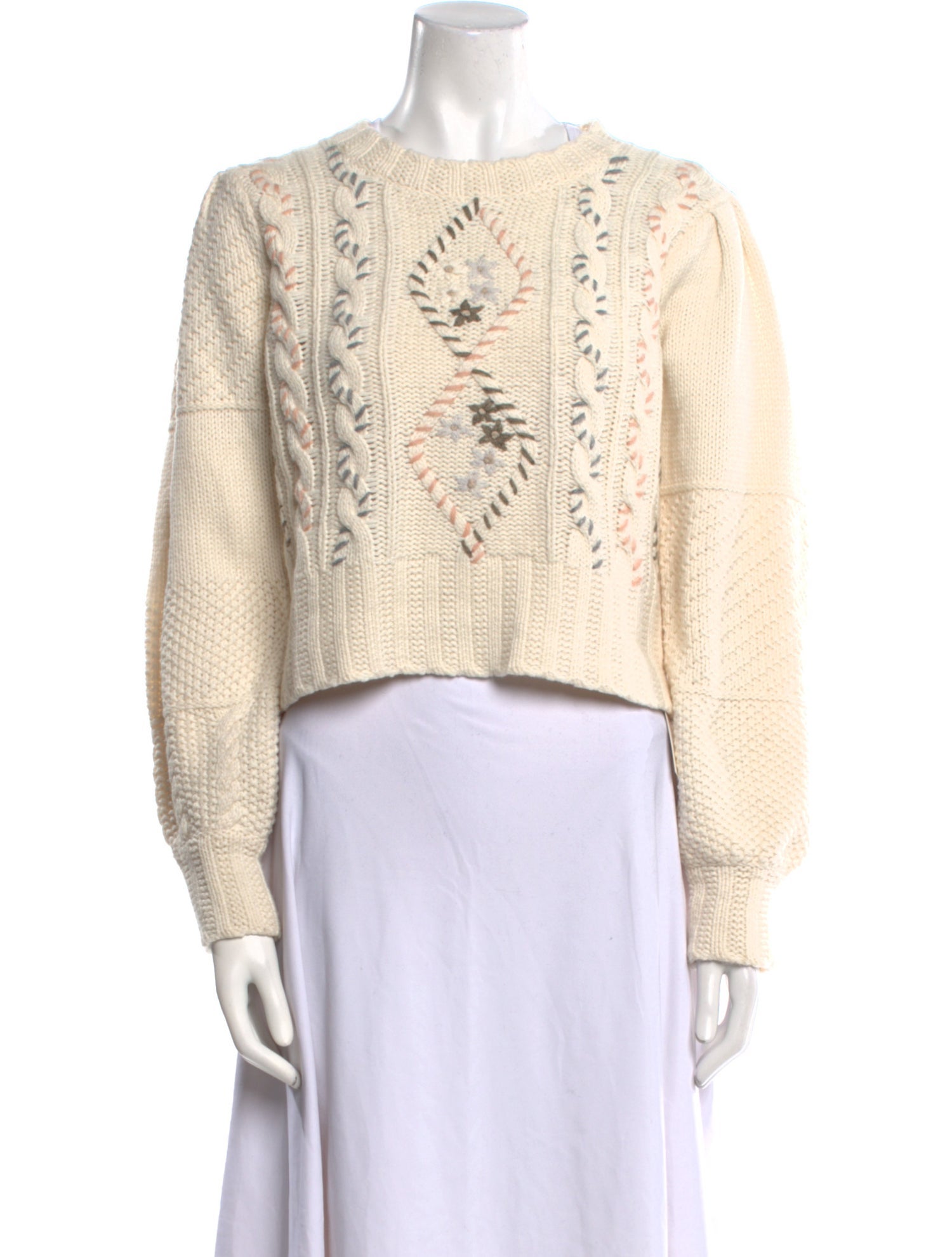 LoveShackFancy Graphic Print Crew Neck Sweater