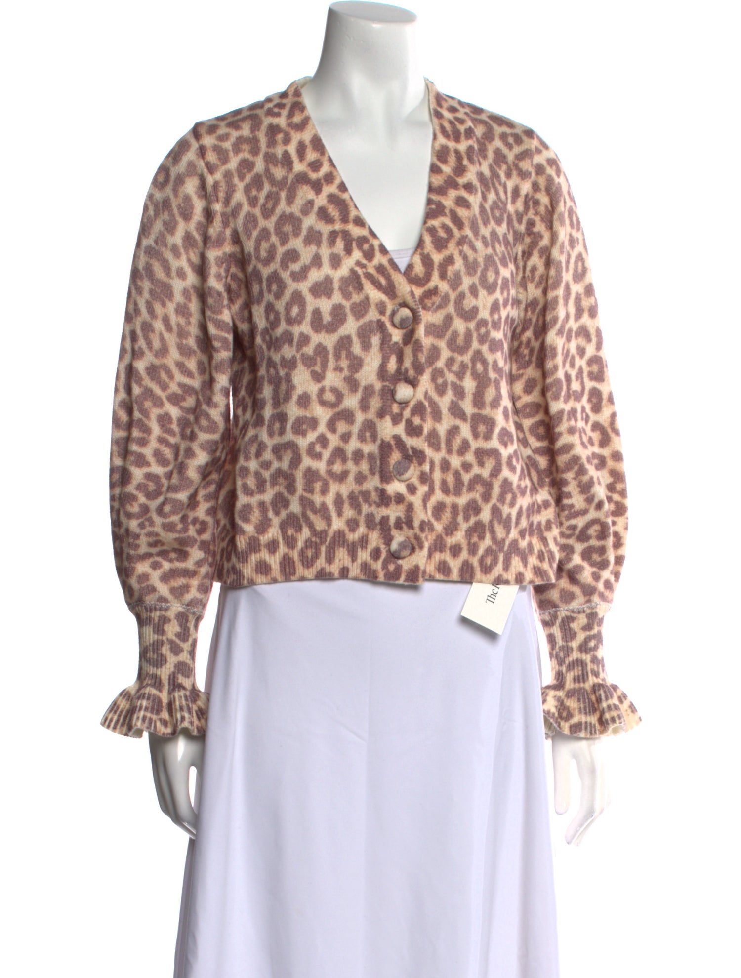 LoveShackFancy Animal Print V-Neck Sweater