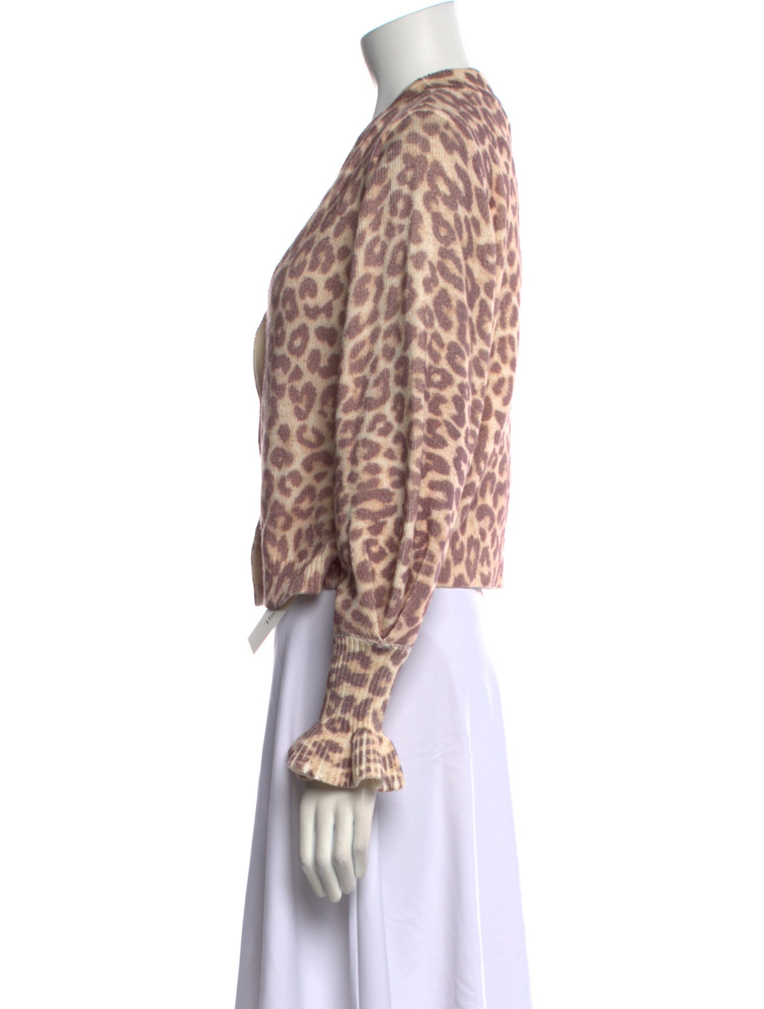 LoveShackFancy Animal Print V-Neck Sweater