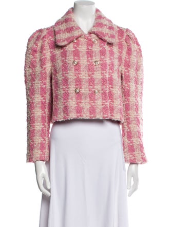 LoveShackFancy Wool Plaid Print Evening Jacket