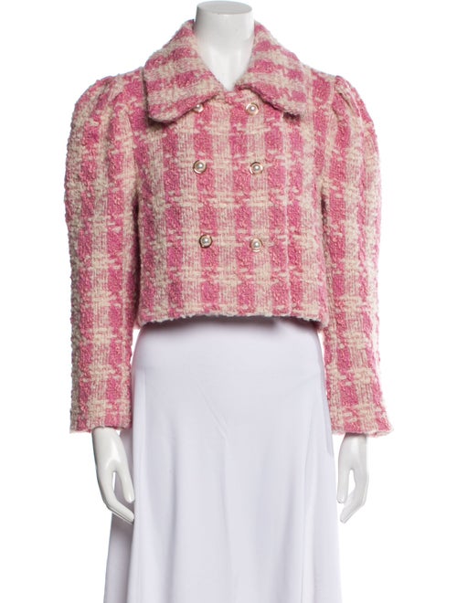 LoveShackFancy Wool Plaid Print Evening Jacket