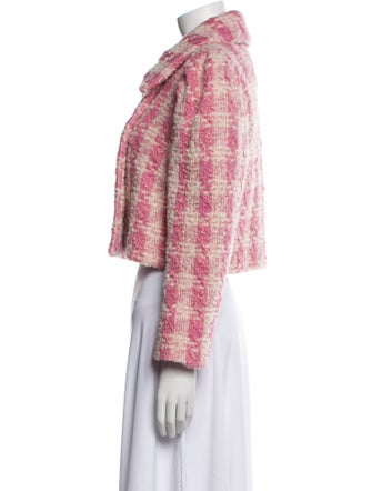 LoveShackFancy Wool Plaid Print Evening Jacket