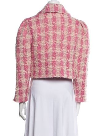 LoveShackFancy Wool Plaid Print Evening Jacket