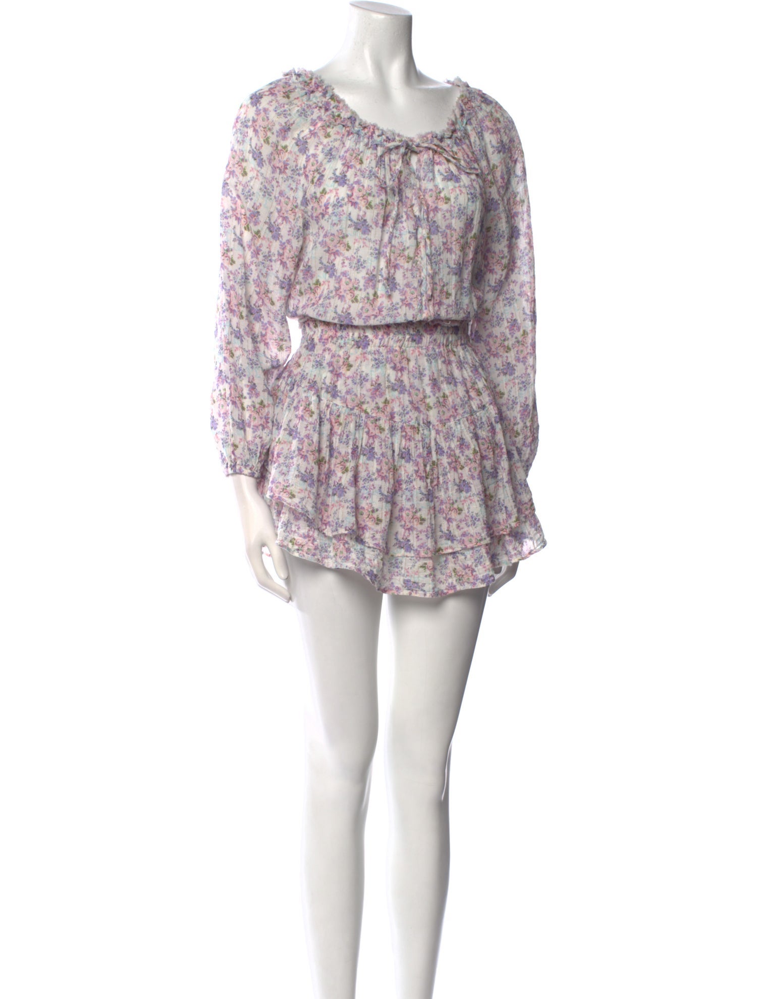 LoveShackFancy Floral Print Mini Dress