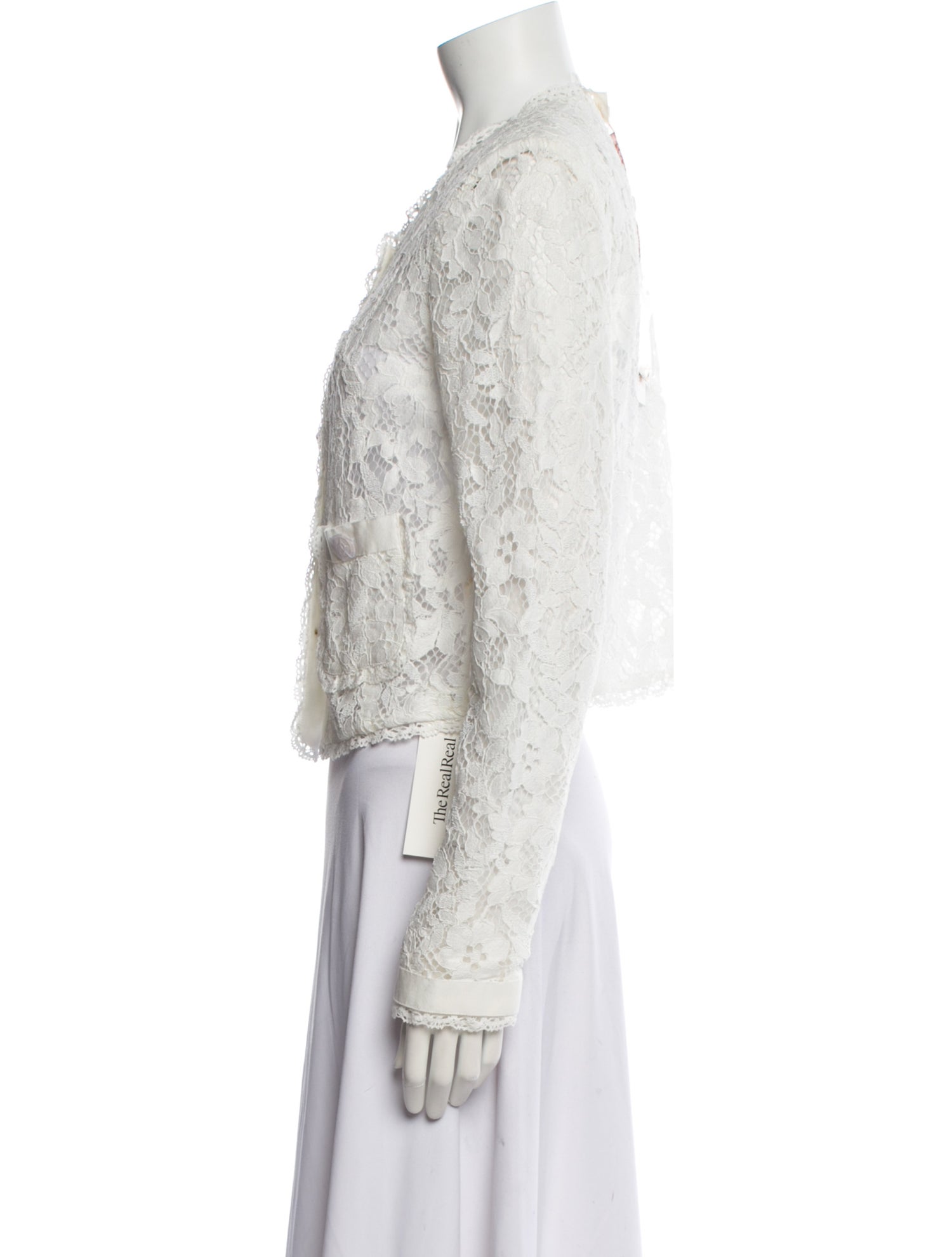 LoveShackFancy Lace Pattern Mock Neck Button-Up Top w/ Tags