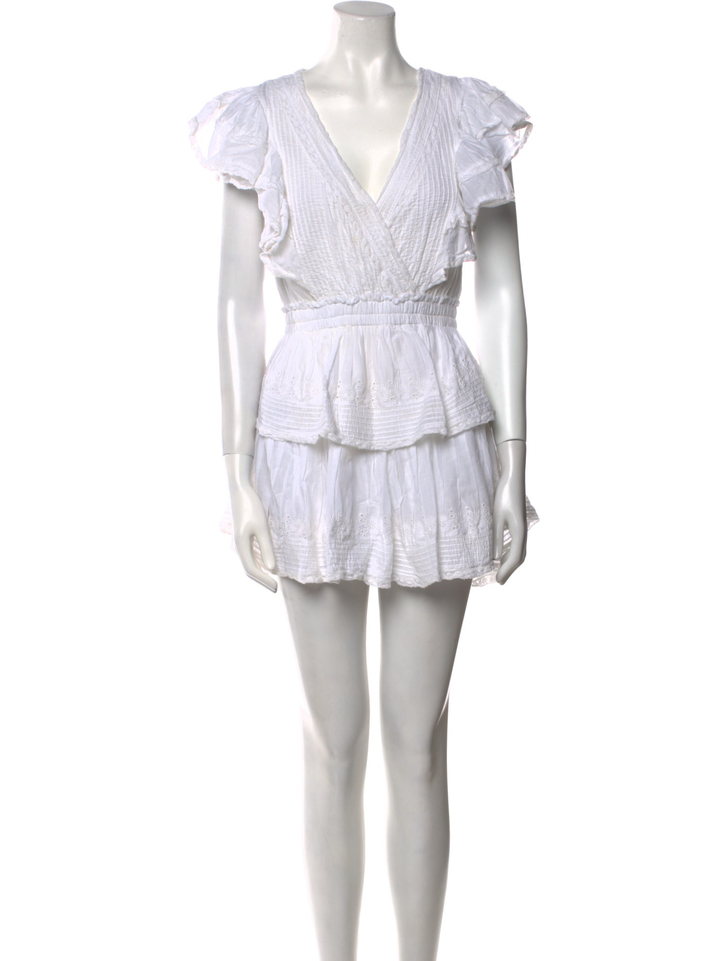 LoveShackFancy V-Neck Mini Dress