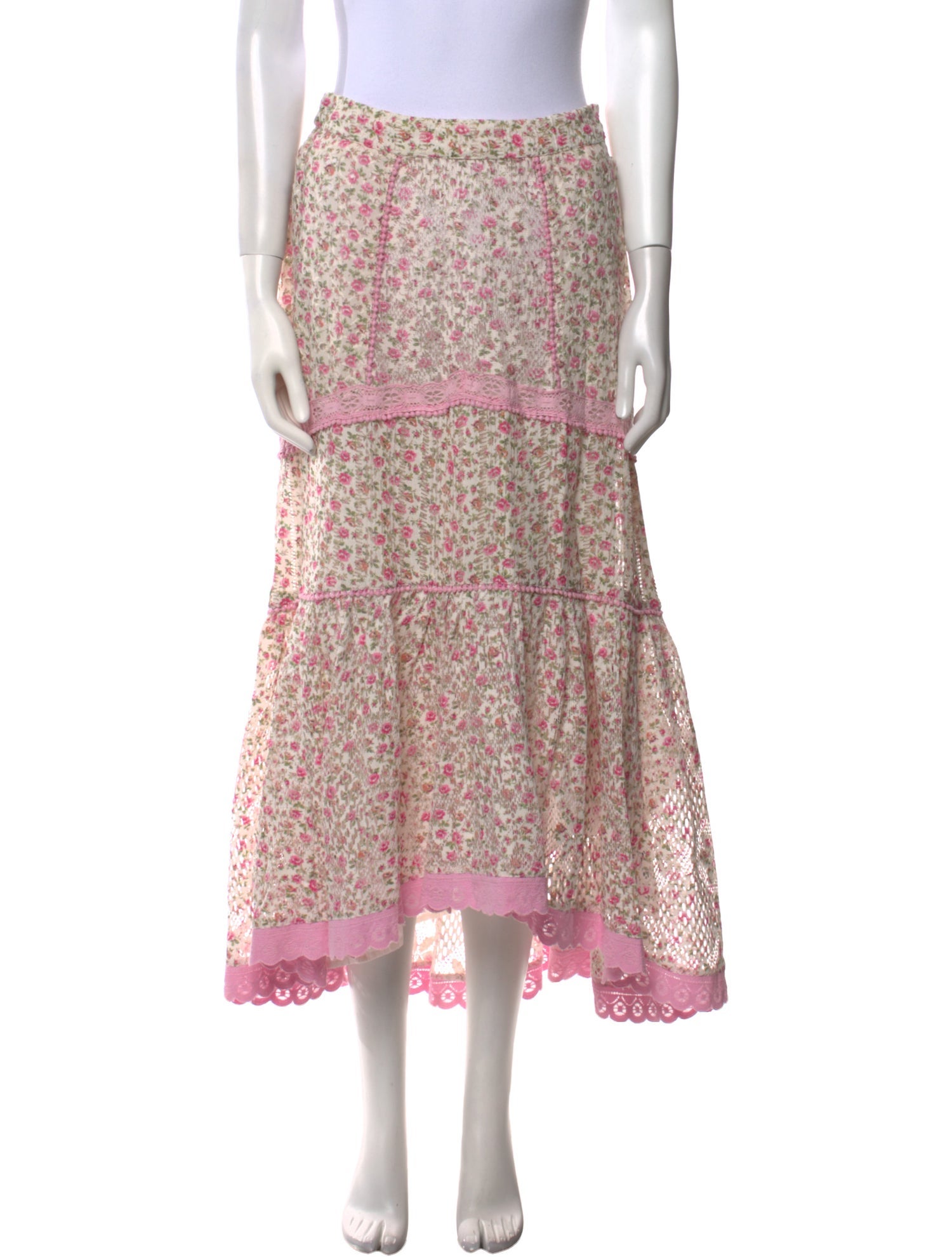 LoveShackFancy Floral Print Midi Length Skirt w/ Tags