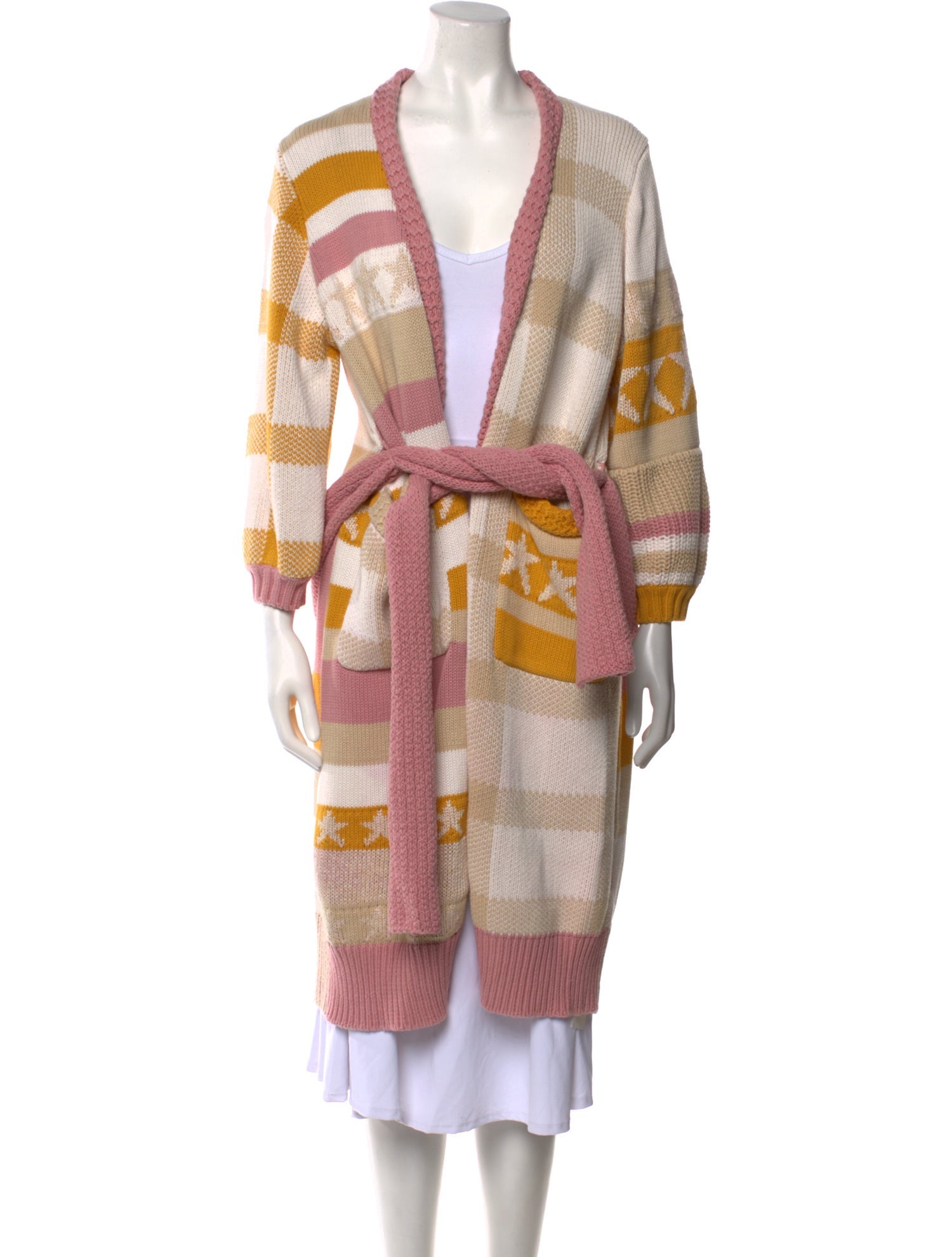 LoveShackFancy Striped Plunge Neckline Sweater