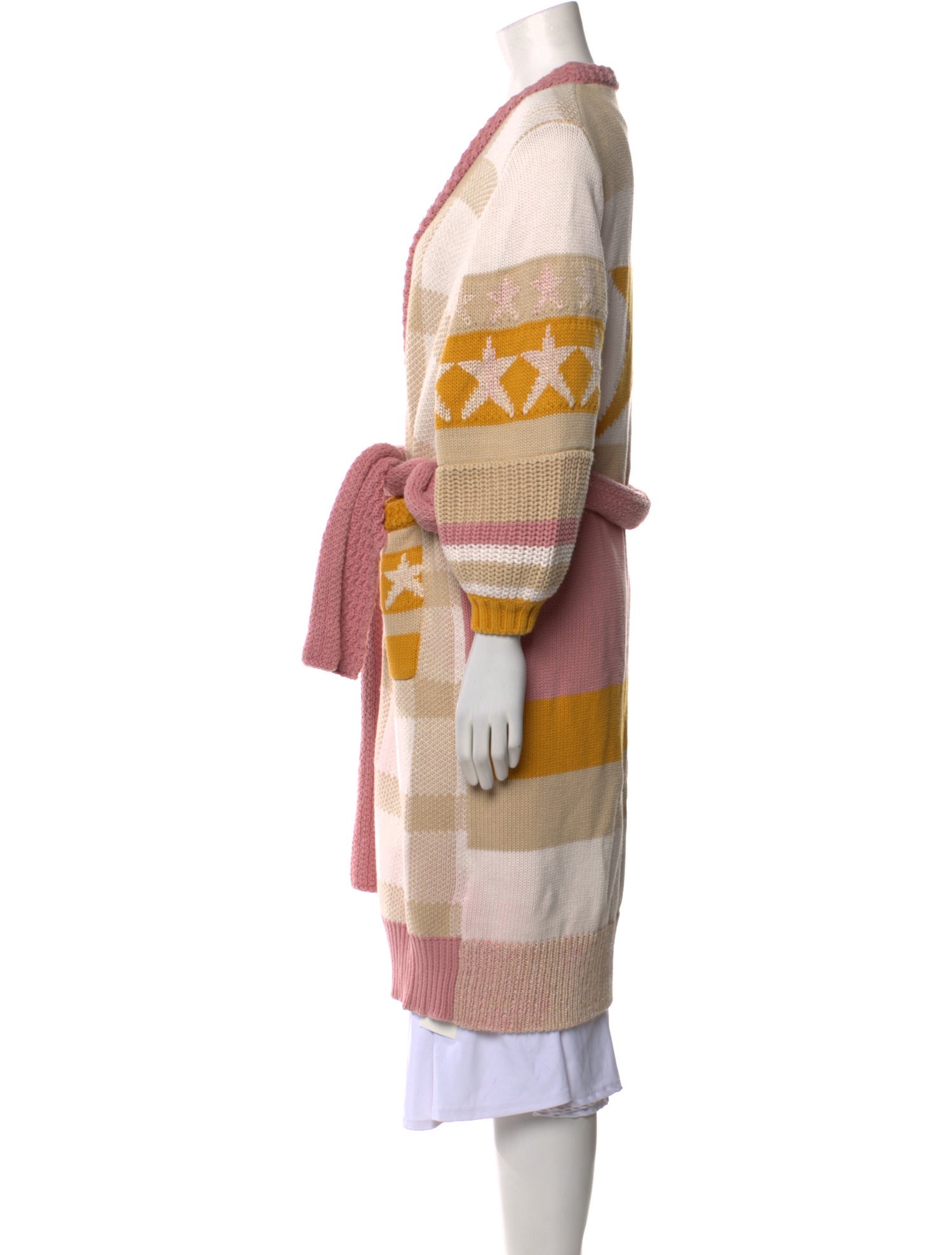 LoveShackFancy Striped Plunge Neckline Sweater