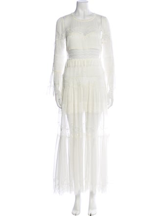 LoveShackFancy Crew Neck Long Dress