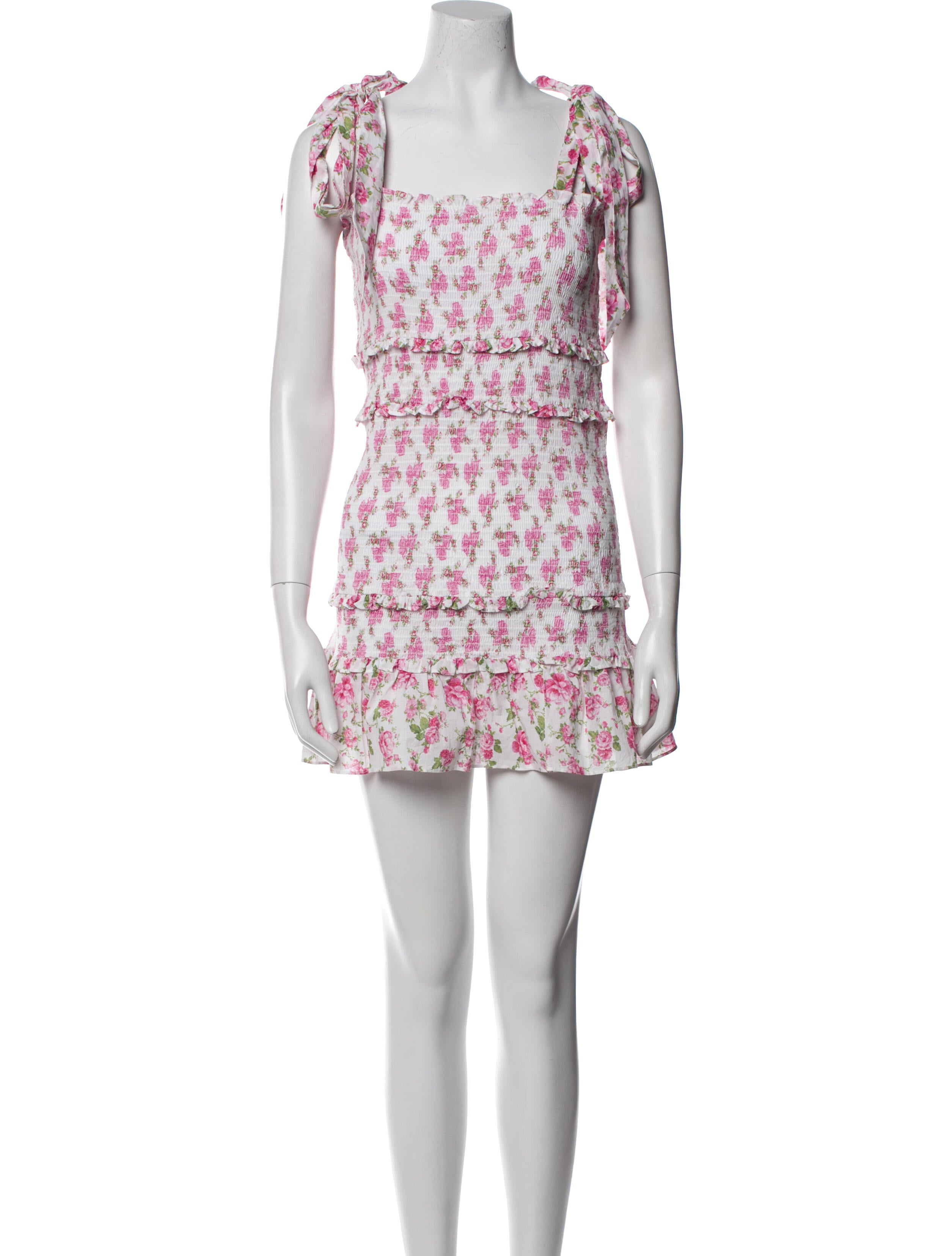 LoveShackFancy Floral Print Mini Dress