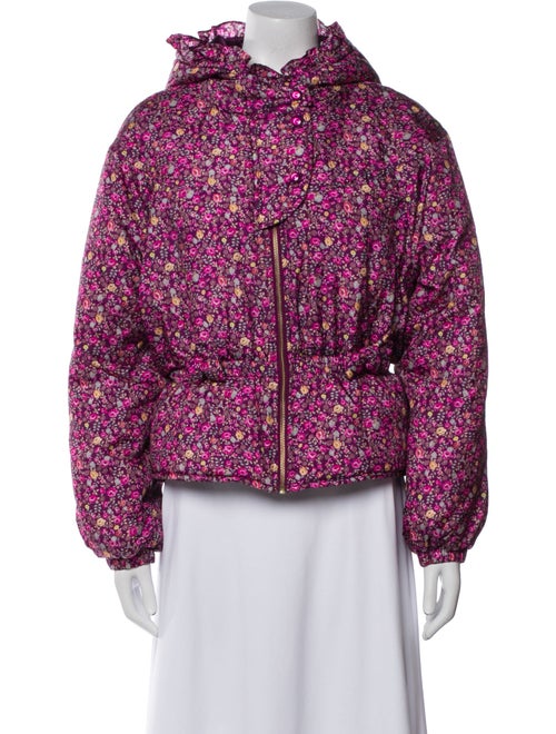 LoveShackFancy Nylon Floral Print Faux Fur Jacket