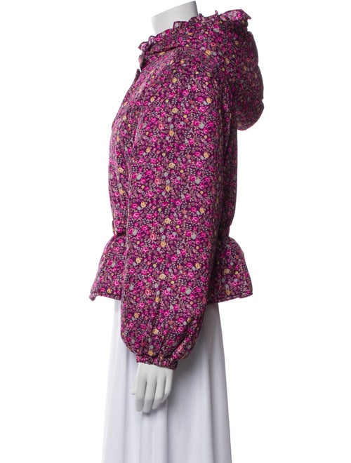 LoveShackFancy Nylon Floral Print Faux Fur Jacket