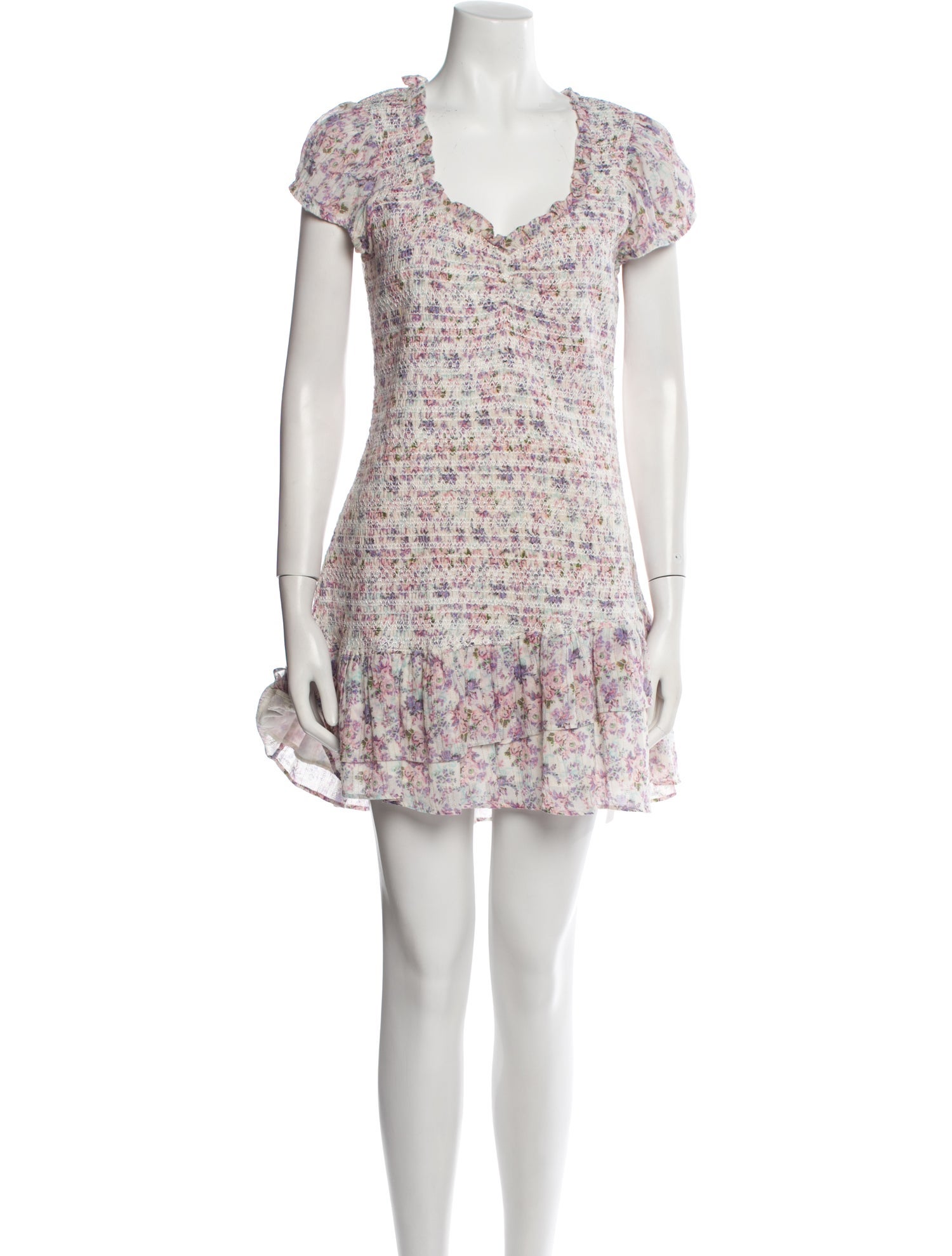 LoveShackFancy Floral Print Mini Dress