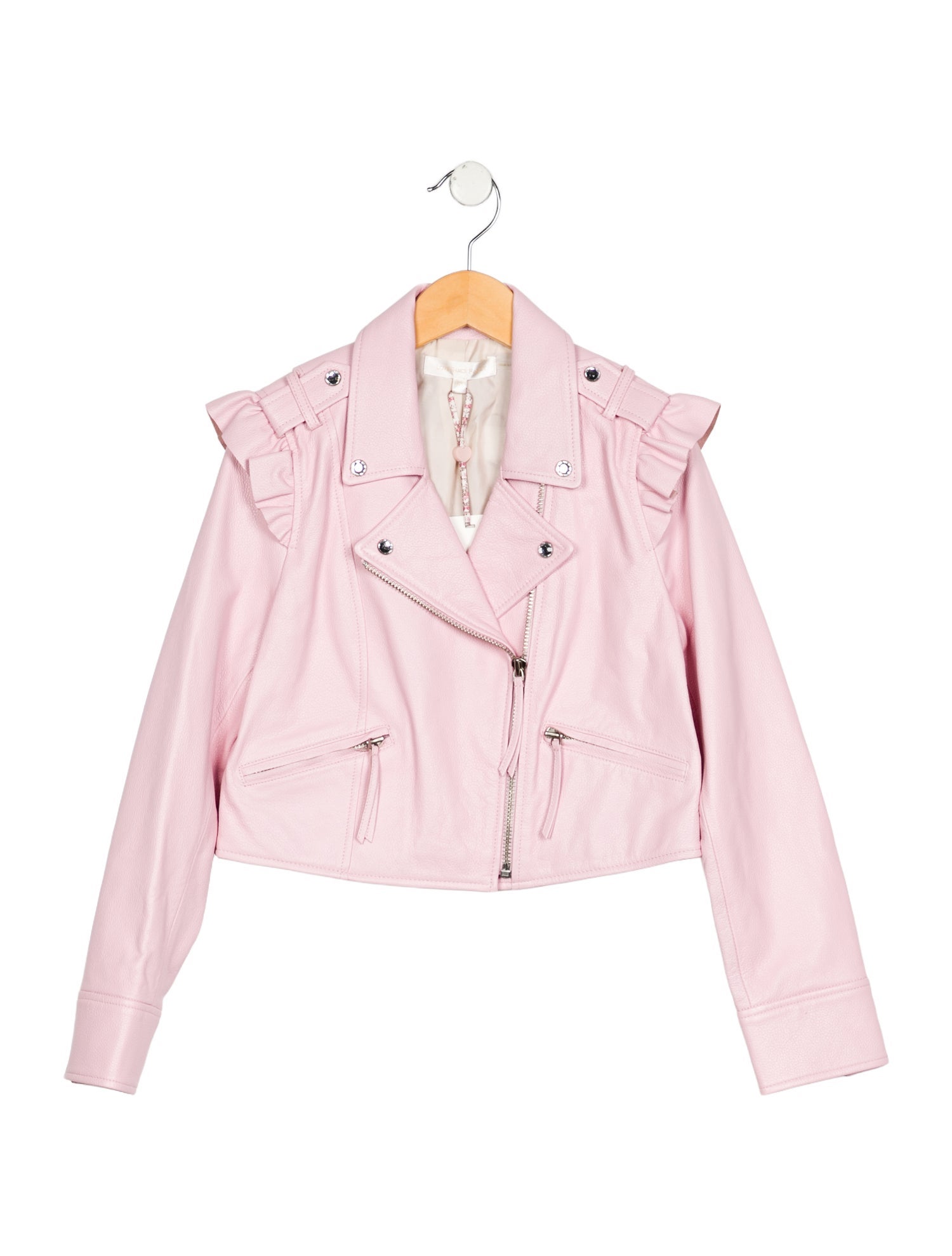 LoveShackFancy Girls' Leather Biker Jacket w/Tags