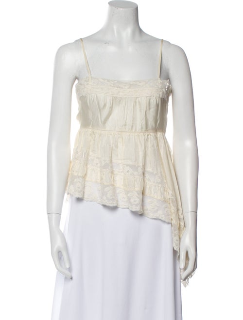 LoveShackFancy Silk Square Neckline Crop Top