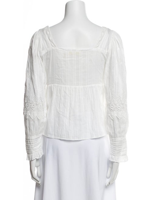 LoveShackFancy Square Neckline Three-Quarter Sleeve Button-Up Top