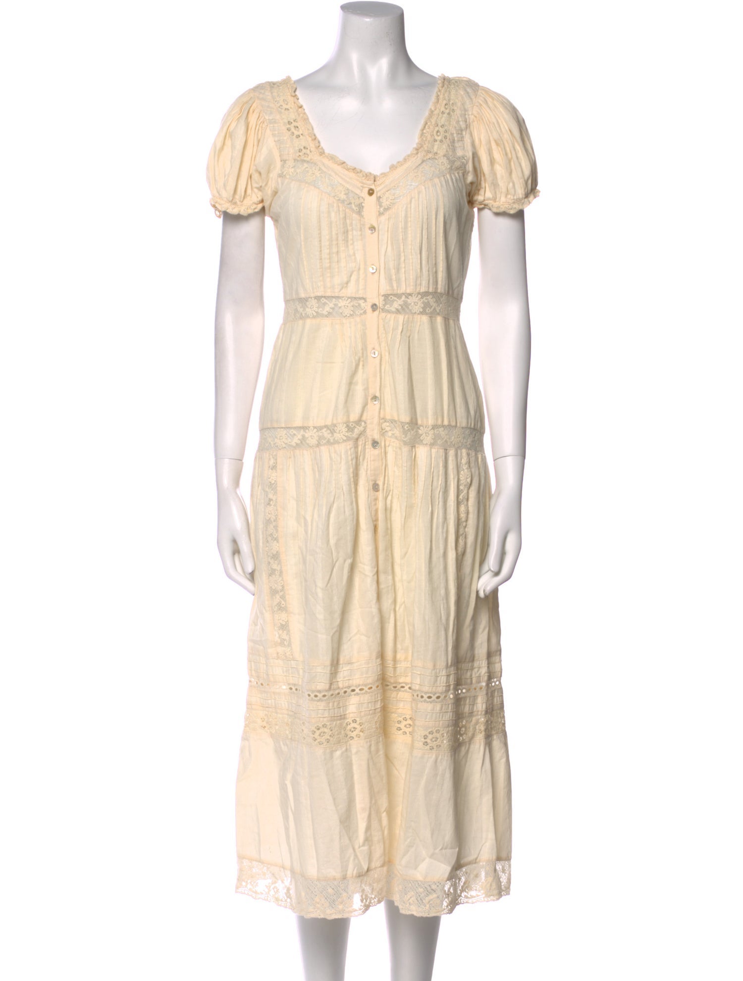 LoveShackFancy V-Neck Midi Length Dress