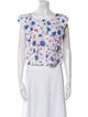 LoveShackFancy Floral Print Bateau Neckline Crop Top