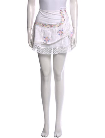 LoveShackFancy Floral Print Mini Skirt