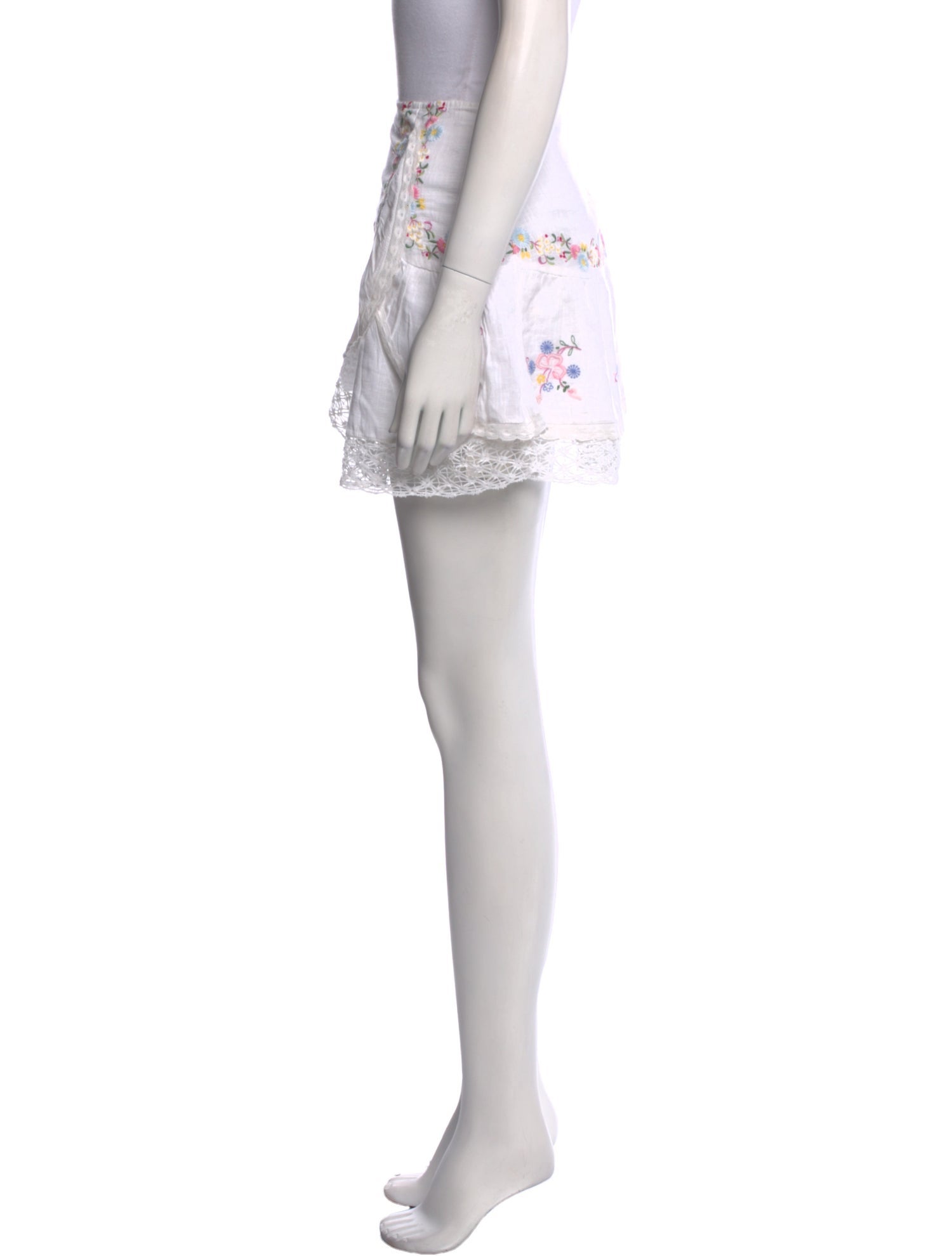 LoveShackFancy Floral Print Mini Skirt