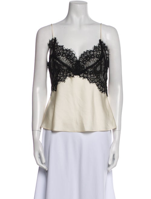 LoveShackFancy Lace Pattern V-Neck Top