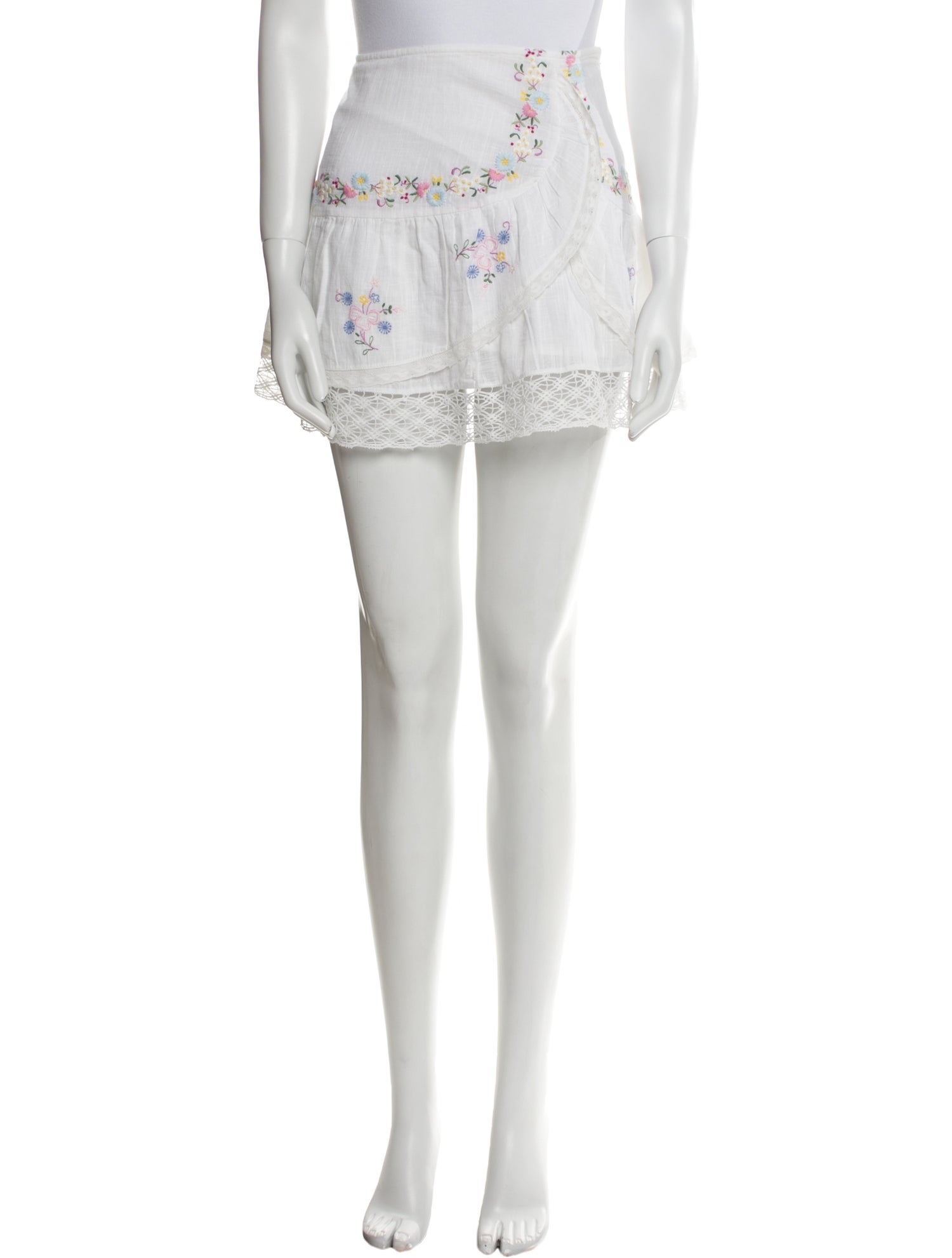 LoveShackFancy Floral Print Mini Skirt