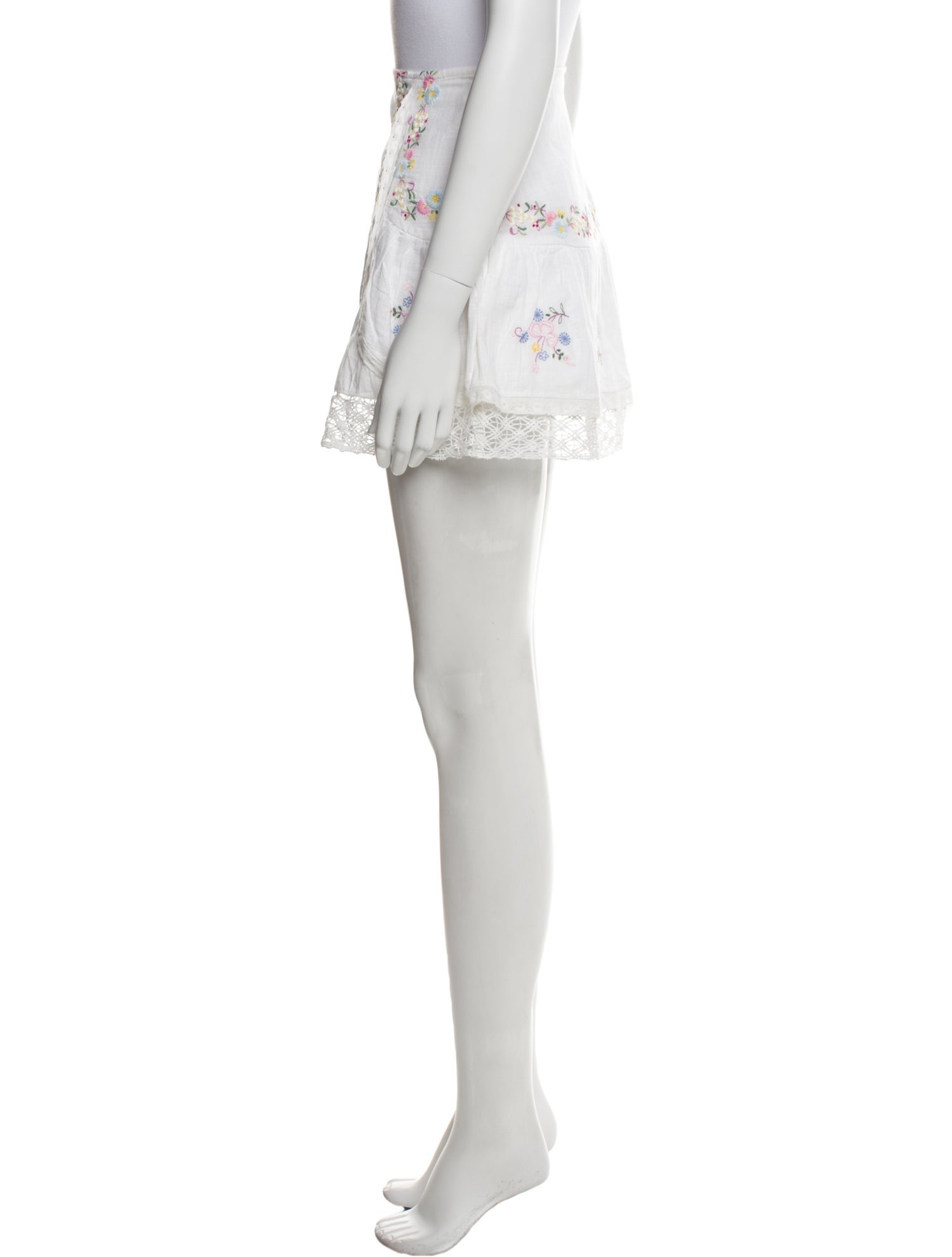 LoveShackFancy Floral Print Mini Skirt